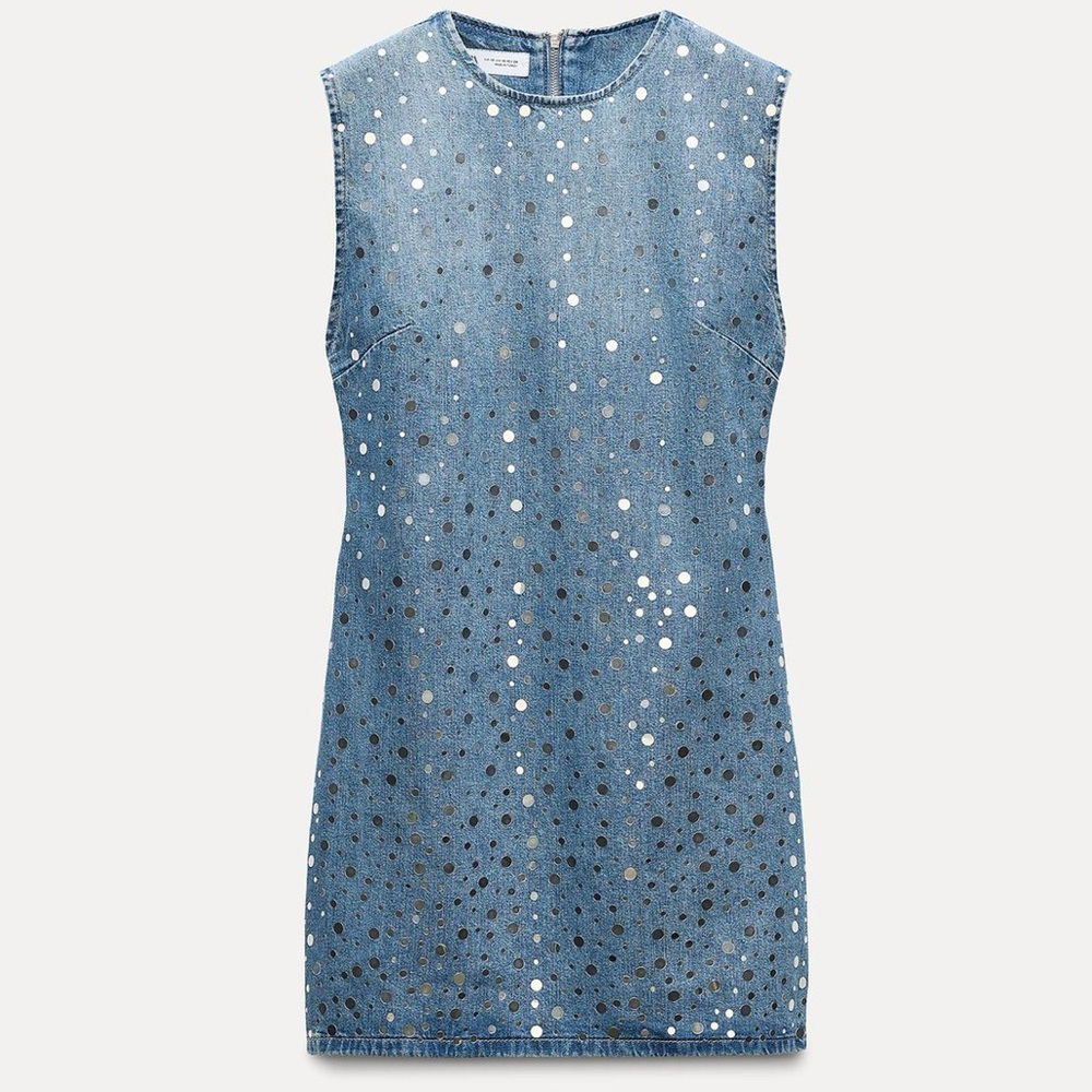Zara Blue Mini Dress with Silver Accents
